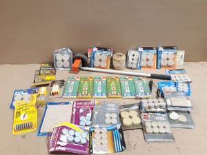 Large Lot of Felt Furniture Sliding Pads, Halogen Bulbs, Measure Master MM12 and More