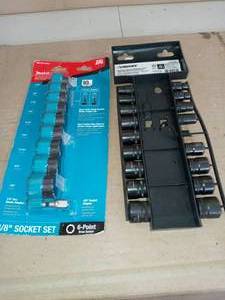 lot 9 image: IMPACT XPS Socket Set SAE with Standard SA (10-Piece) & 38 in. Drive 100-Position Ratchet and Universal SAEMetric Socket Wrench Set (20-Piece)- missing pieces