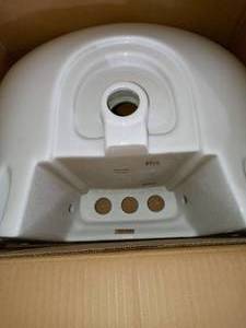 lot 10 image: Petite Aragon 8-38 in. Pedestal Sink Basin in White by Glacier Bay- open box not used