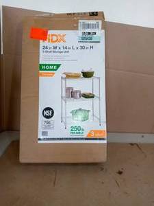 lot 11 image: Chrome 3-Tier Steel Wire Shelving Unit (23 in. W x 30 in. W x 13 in. D) by HDX- open box not used