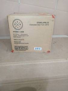 lot 13 image: 16-Piece Modern Black Matte Stoneware Dinnerware Set (Set for 4) by STONE LAIN- open box not used
