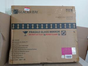 lot 23 image: 36-38 in. W x 30-316 in. H Frameless Surface-Mount Tri-View Bathroom Medicine Cabinet by Glacier Bay - open box not used