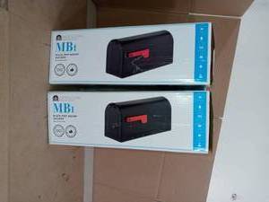 lot 25 image: MB1 Post Mount Mailbox Black with Red Flag by Architectural Mailboxes- set of 2 - open box not used