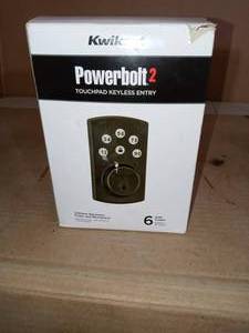 lot 27 image: Powerbolt2 Venetian Bronze Single Cylinder Electronic Deadbolt Featuring SmartKey Security by Kwikset- open box not used