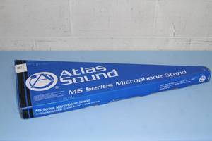 lot 26 image: Atlas Sound MS-10C All-Purpose Chrome Microphone Stand with Heavy 10 Round Base - New in Box