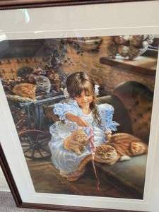 lot 14 image: Sandra Kuck Signed, Numbered and Framed Print Playful Kitten