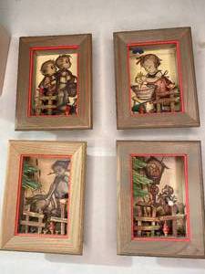 lot 29 image: Set of Four ANRI Emil Fink Verlag 3-D Wood Hummel Shadow Box Wall Hangings