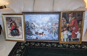 lot 502 image: Three Large Framed Christmas Art Prints