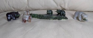 lot 521 image: Four Carved Stone Bear Figurines