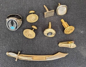 lot 110 image: Mens Cufflinks, Tie Pins & Ring