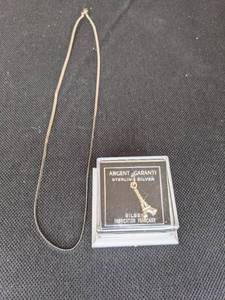 lot 115 image: Argent Garanti Sterling Silver Eiffel Tower Charm & Chain