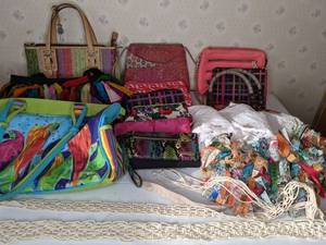 lot 127 image: Lot of Colorful Purses and Two Macrame Belts