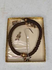 lot 147 image: Antique 1800s Victorian Mourning Memorial Hair Watch Chain & World War I Locket