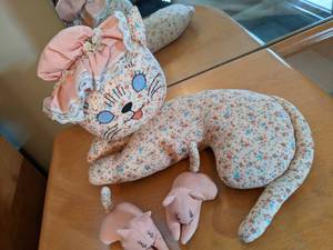 lot 232 image: Cat Doorstop and Stuffed Animals