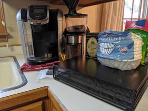 lot 263 image: Keurig, Pod Storage and Coffee Grinder