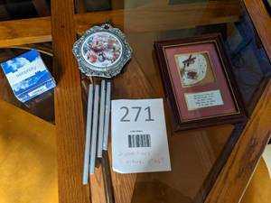 lot 271 image: Two Windchimes & Framed Picture