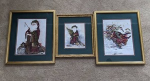 lot 312 image: Three Gold Framed Santa Prints