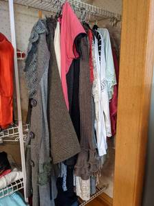 lot 227 image: Assorted Womens Sweaters, Blouses, Jeans