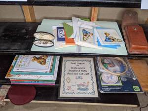 lot 659 image: Cuff Links, Childrens Books, Vintage Greeting Cards and Envelopes, Cross Stitch, Et Cetera