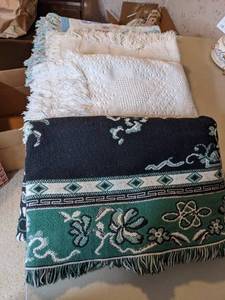 lot 84 image: Four Fringed Throw Blankets