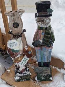 lot 452 image: Pair of Rustic Wood Holiday Statues
