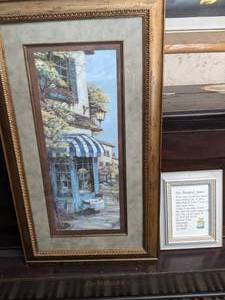 lot 716 image: Framed Poetry and Street Scene Art Print