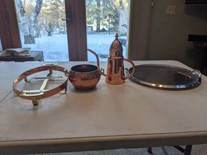 lot 286 image: Copper Pitcher, Bowl, Platter