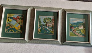 lot 393 image: Trio of Framed Americana Art Prints