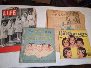 lot 386 image: Vintage Dionne Quintuplets Newspaper Articles, Magazines