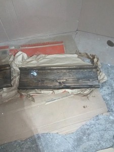 lot 14 image: DEL HUTSON DESIGNS RUSTIC LUXE 36 IN. W X 10 IN. D FLOATING DARK WALNUT DECORATIVE SHELVES (SET OF 2) NOT USED