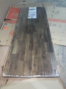 lot 19 image: INTERBUILD ACACIA 6 FT. L X 25 IN. D X 1 IN. T BUTCHER BLOCK COUNTERTOP IN BROWN OIL STAIN NOT USED SEE PICS