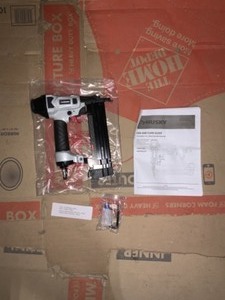 lot 48 image: HUSKY Pneumatic 2-in-1 18 Gauge 2 in. Brad Nailer and 14 in. Narrow Crown Stapler with Fasteners (400-Count) NEW SEE PICS