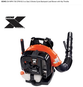 lot 53 image: ECHO 234 MPH 756 CFM 63.3 cc Gas 2-Stroke Cycle Backpack Leaf Blower with Hip Throttle SEE PICS