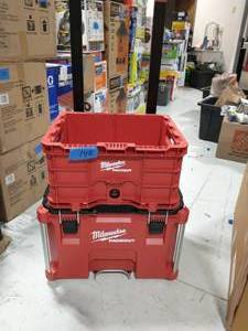 Milwaukee PACKOUT 22 in. Rolling Tool Box and Milwaukee PACKOUT 18.6 in. Tool Storage Crate Bin