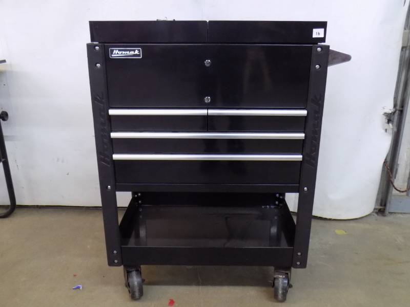 Homak BK06043500 35 in. 4-Drawer Slide Top Cart - Black