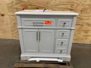 HOME DECORATORS COLLECTION Melpark 36 in. W x 22 in. D Bath Vanity in Dove Grey with Cultured Marble Vanity Top in White with White Sink
