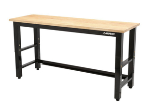 HUSKY 6 ft. Adjustable Height Solid Wood Top Workbench