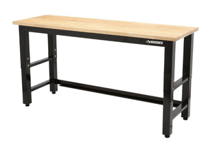 HUSKY 6 ft. Adjustable Height Solid Wood Top Workbench