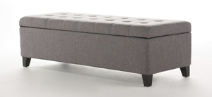 NOBLE HOUSE Mission Grey Storage Fabric Ottoman Bench
