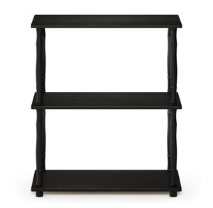 FURINNO 29.5 in. EspressoBlack Plastic 3-shelf Etagere Bookcase with Open Back