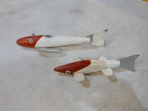 lot 32 image: 2 Old Wooden Fishing Decoys