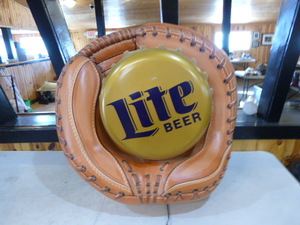 lot 79 image: Miller Light Baseball Glove Sign