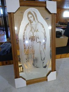 lot 99 image: Our Lake of Guadalupe Framed Etched Mirror