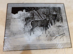 lot 108 image: White Tail Deer Reversed Etching