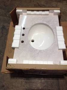 31 in. Stone Effects Vanity Top in Carrera with White Sink