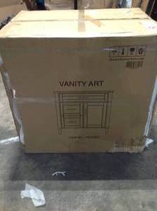 Vanity Art Savona 36 in. W x 22 in. D x 36 in. H Vanity in Grey with Single Basin Vanity Top in White and Grey Marble and Mirror not used
