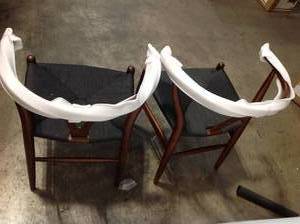 Lot of 2 Baxton Studio Wishbone Chair (Set of 2) - Brown Wood Y Chair DC-541 dark brown see pictures