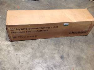 LINENSPA ESSENTIALS 12 Inch Gel Memory Foam Hybrid Full Mattress NOT USED COMPLETE SEE PICS