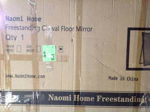 NAOMI Oversized Espresso Wood Beveled Glass Classic Mirror (72 in. H X 28 in. W) OPEN BOX SEE PICS