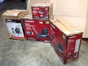 ASSORTED HUSKY SILENT & PANCAKE AIR COMPRESSORS DIFFERENT SIZESMODELS SEE PICS